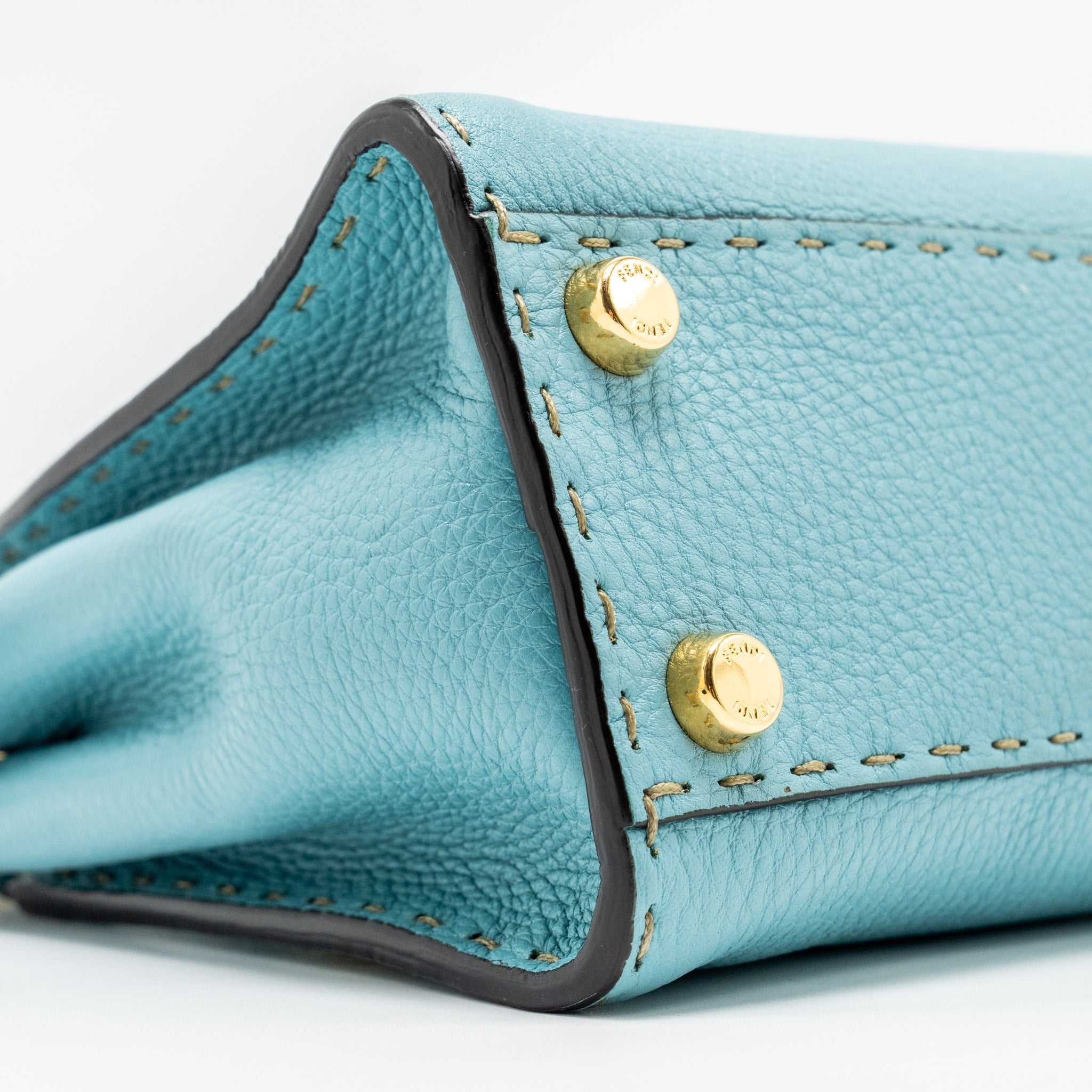 FENDI MINI PEEKABOO BAG CALFSKIN BLUE GHW