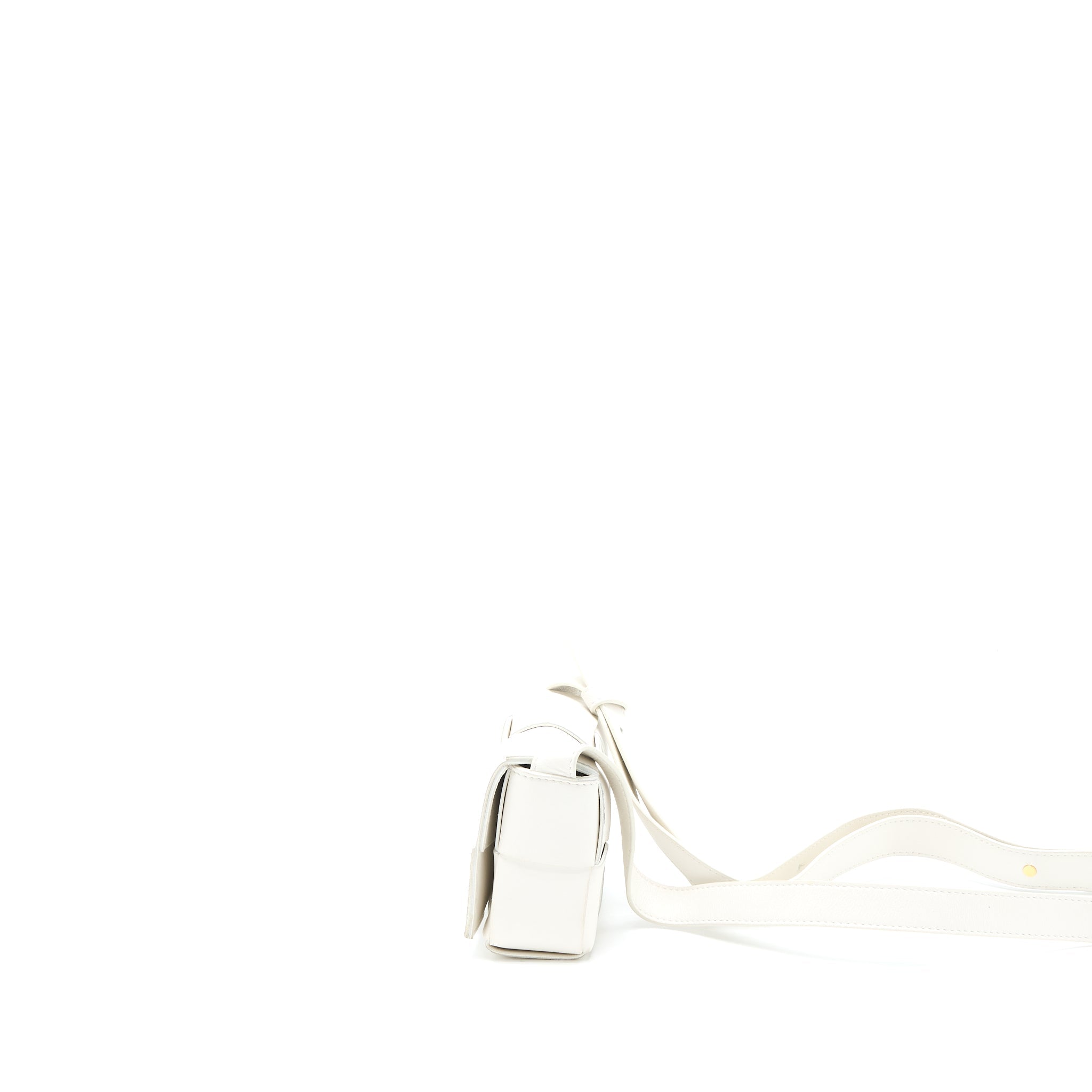 BOTTEGA VENETA MINI CASSETTE CROSSBODY BAG LAMBSKIN WHITE