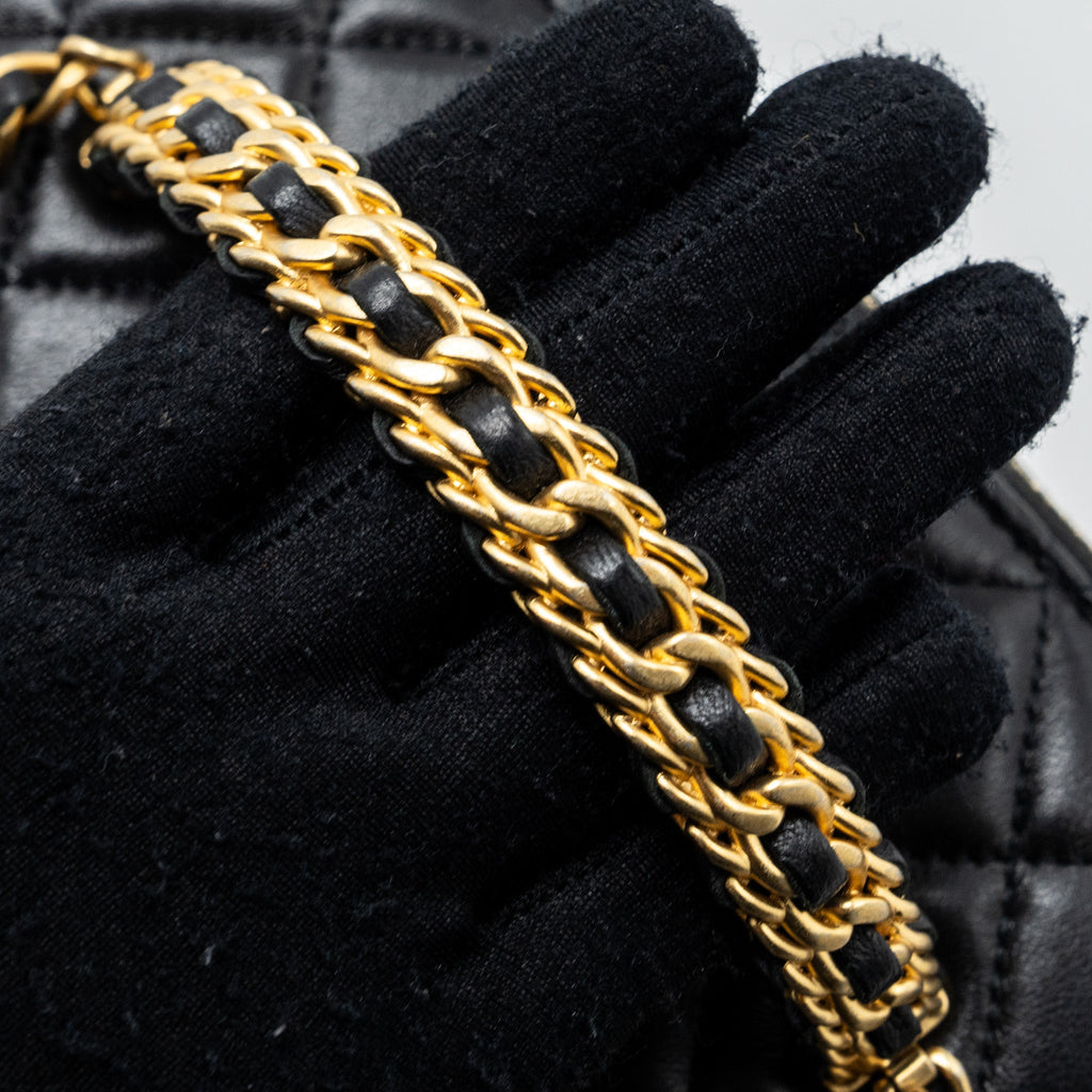 CHANEL TOP HANDLE LONG VANITY LAMBSKIN BLACK GHW (MICROCHIP)