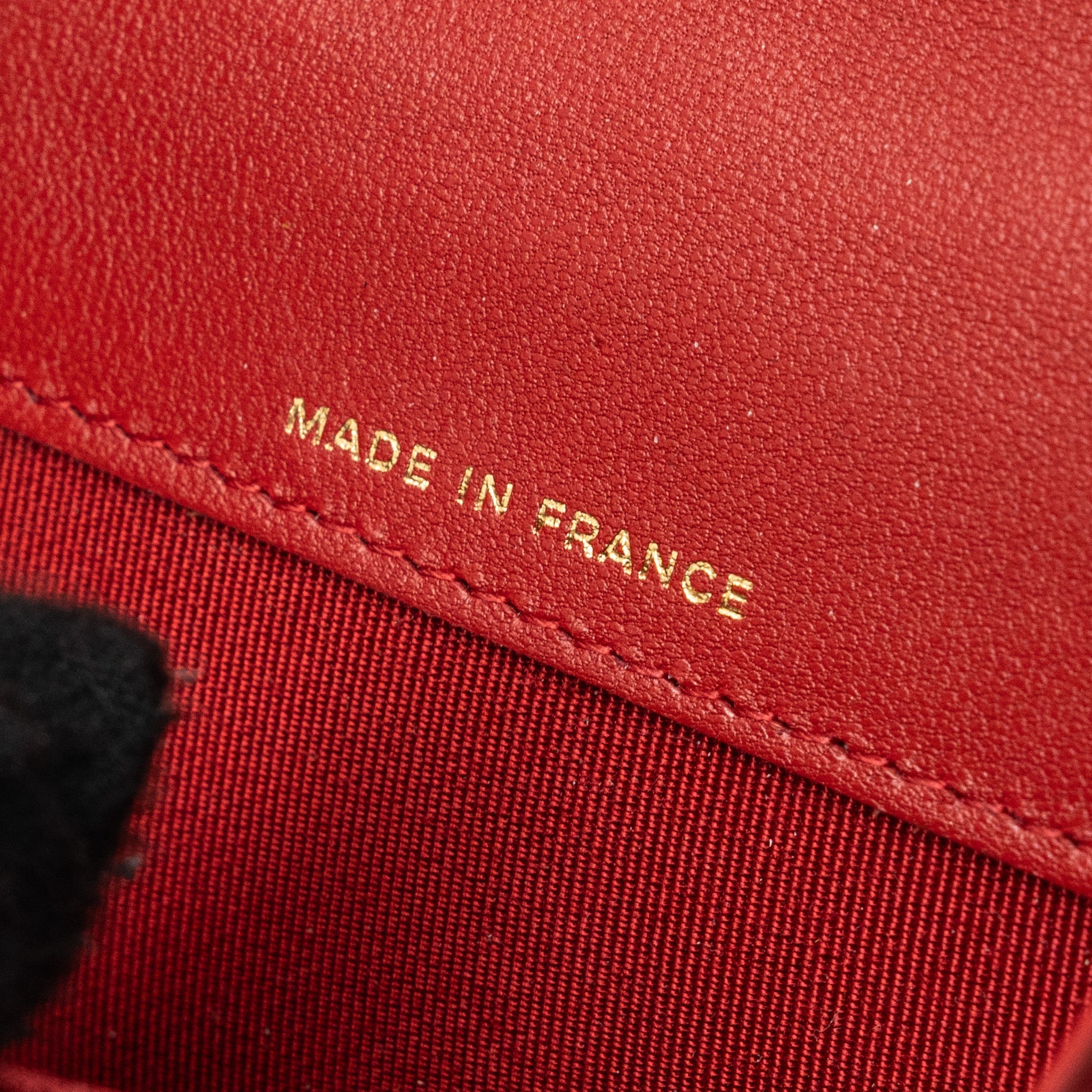 CHANEL FLAP CARD HOLDER LAMBSKIN RED SHW