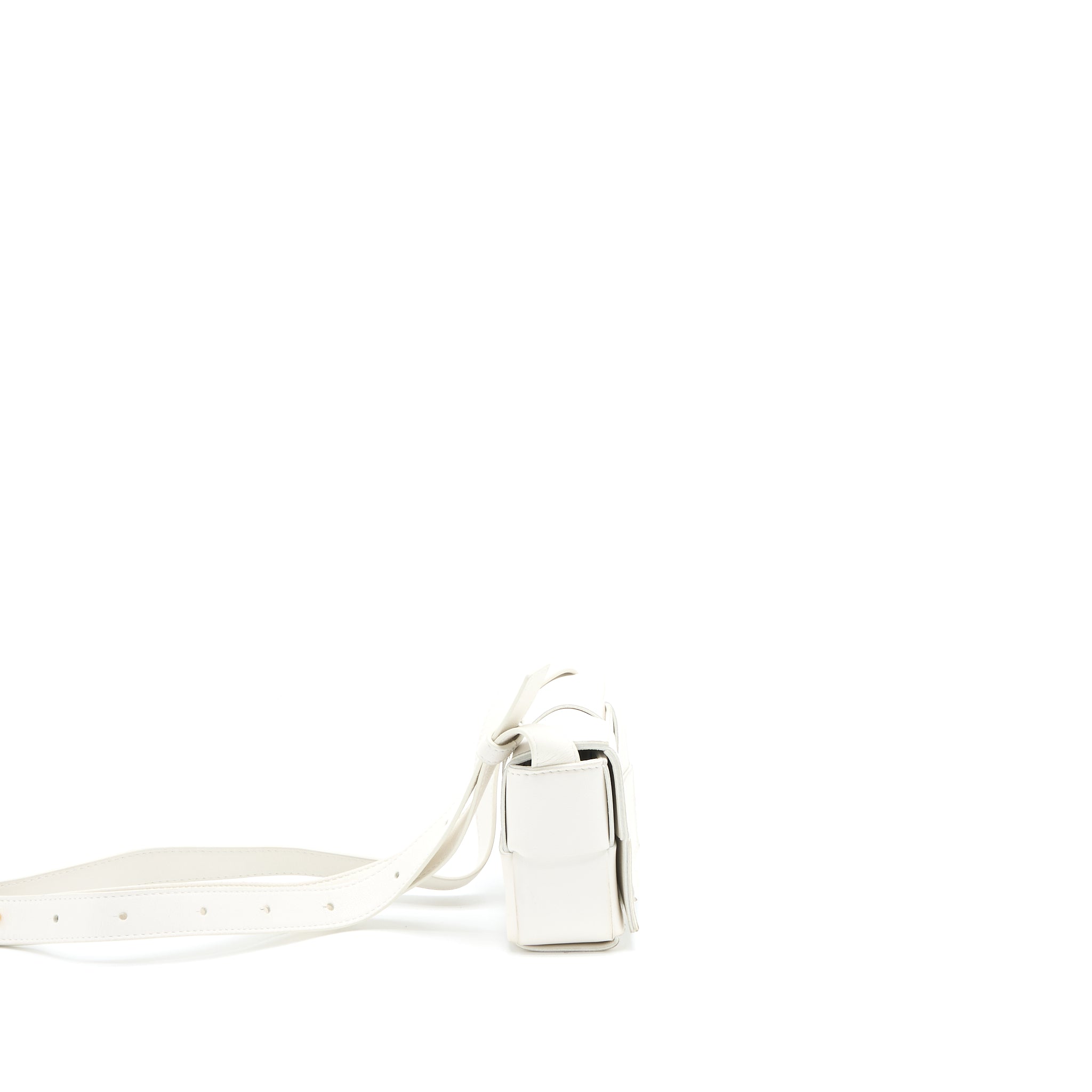 BOTTEGA VENETA MINI CASSETTE CROSSBODY BAG LAMBSKIN WHITE