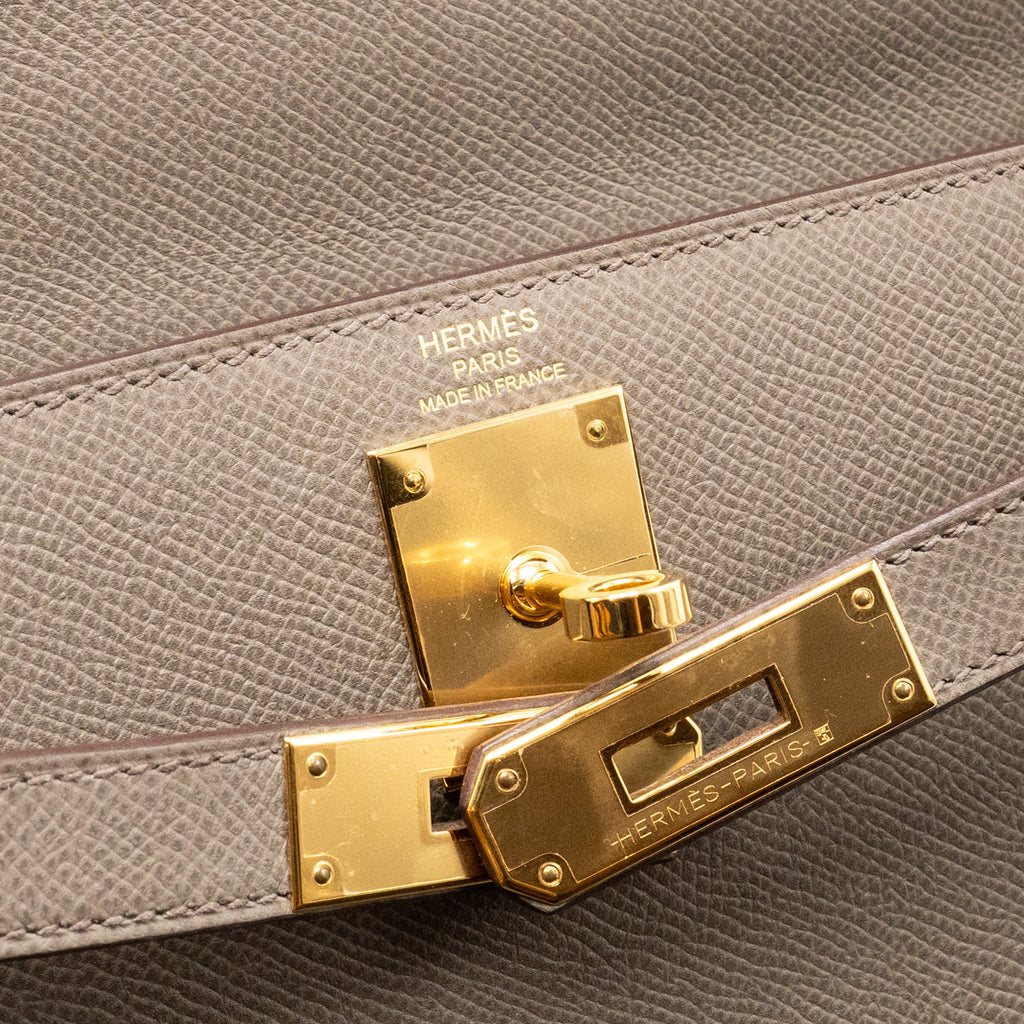 HERMES KELLY 28 EPSOM GRIS ETAIN GHW