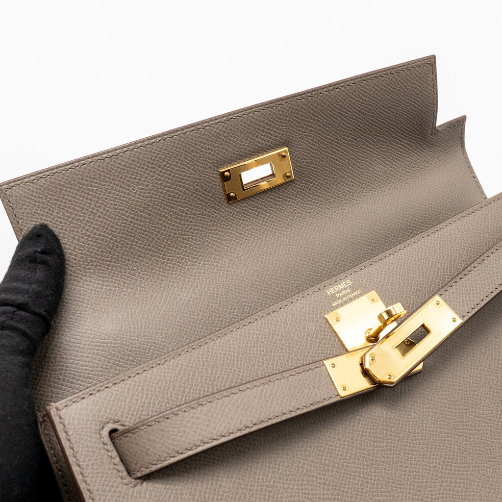 HERMES KELLY 28 EPSOM GRIS ETAIN GHW