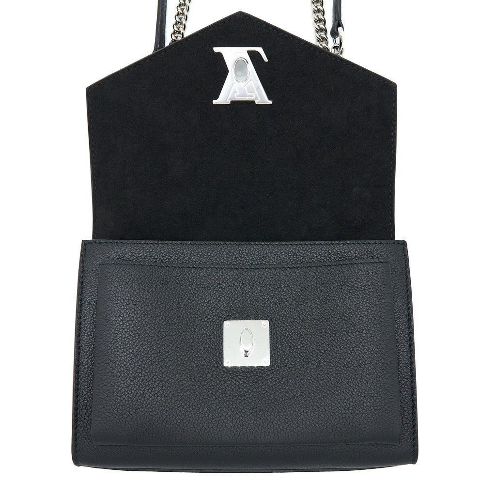 LOUIS VUITTON MYLOCKME SATCHEL CHAIN BAG CALFSKIN BLACK SHW