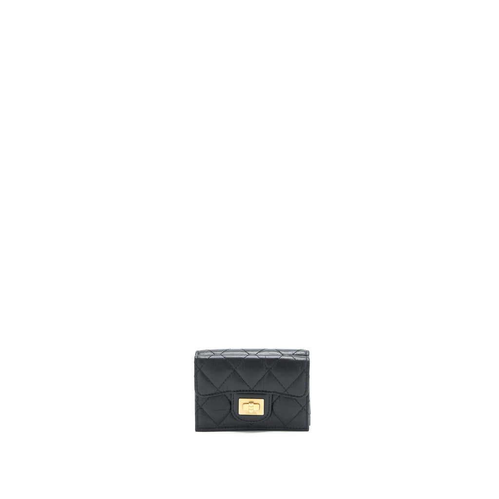 CHANEL 2.55 SMALL COMPACT WALLET BLACK GHW