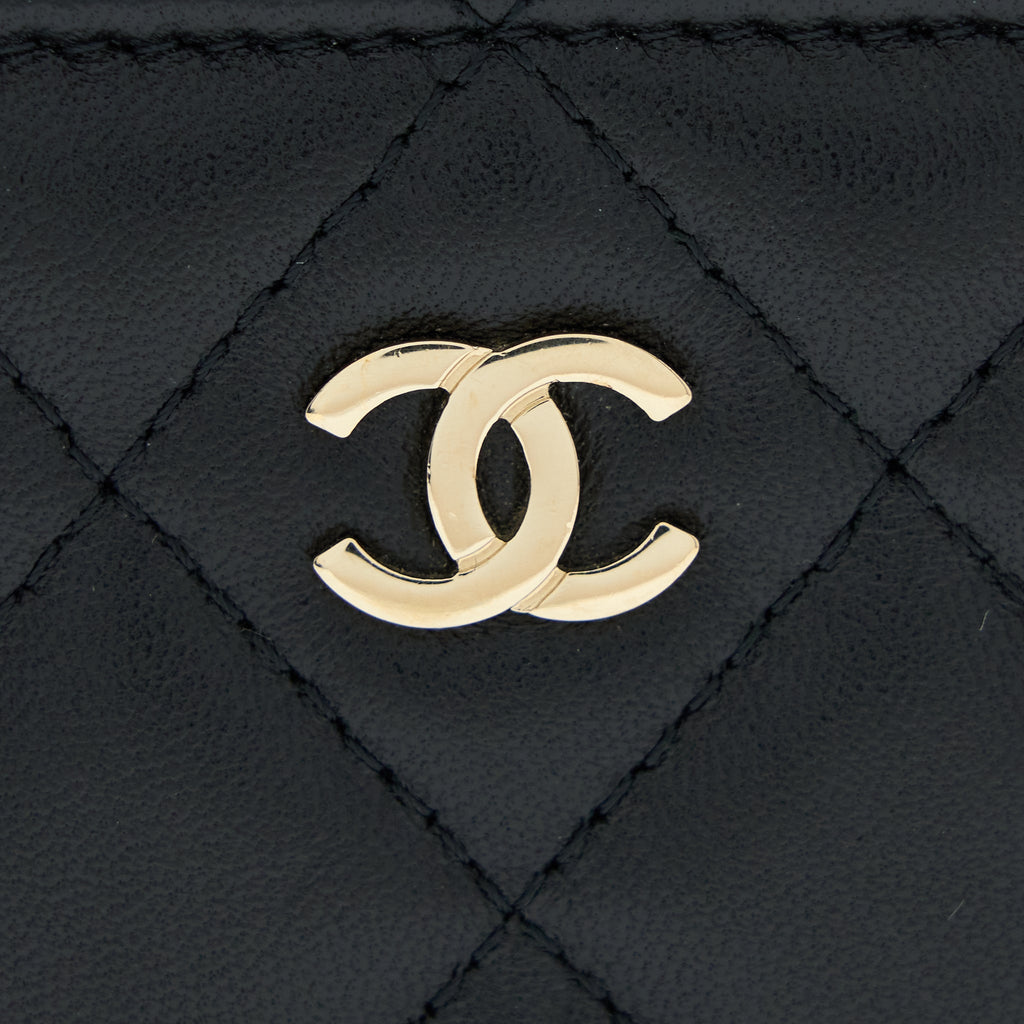 CHANEL LONG VANITY WITH CHAIN LAMBSKIN BLACK LGHW