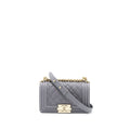 CHANEL SMALL BOY BAG CAVIAR GREY LGHW