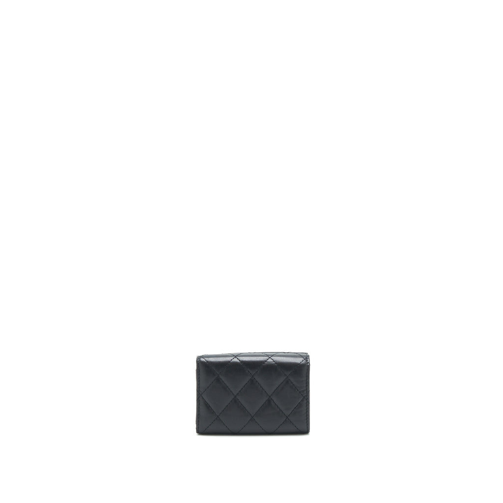 CHANEL 2.55 SMALL COMPACT WALLET BLACK GHW