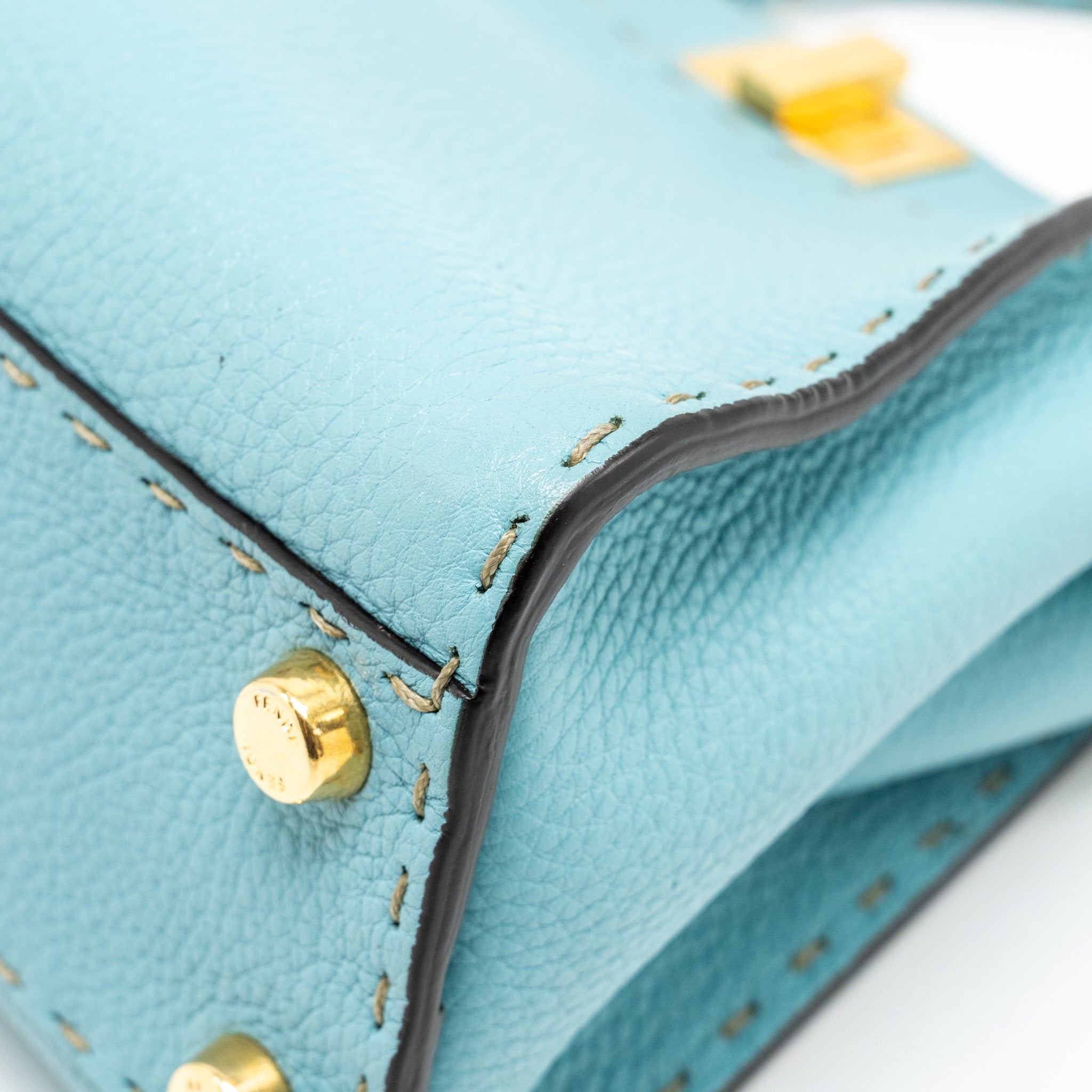 FENDI MINI PEEKABOO BAG CALFSKIN BLUE GHW