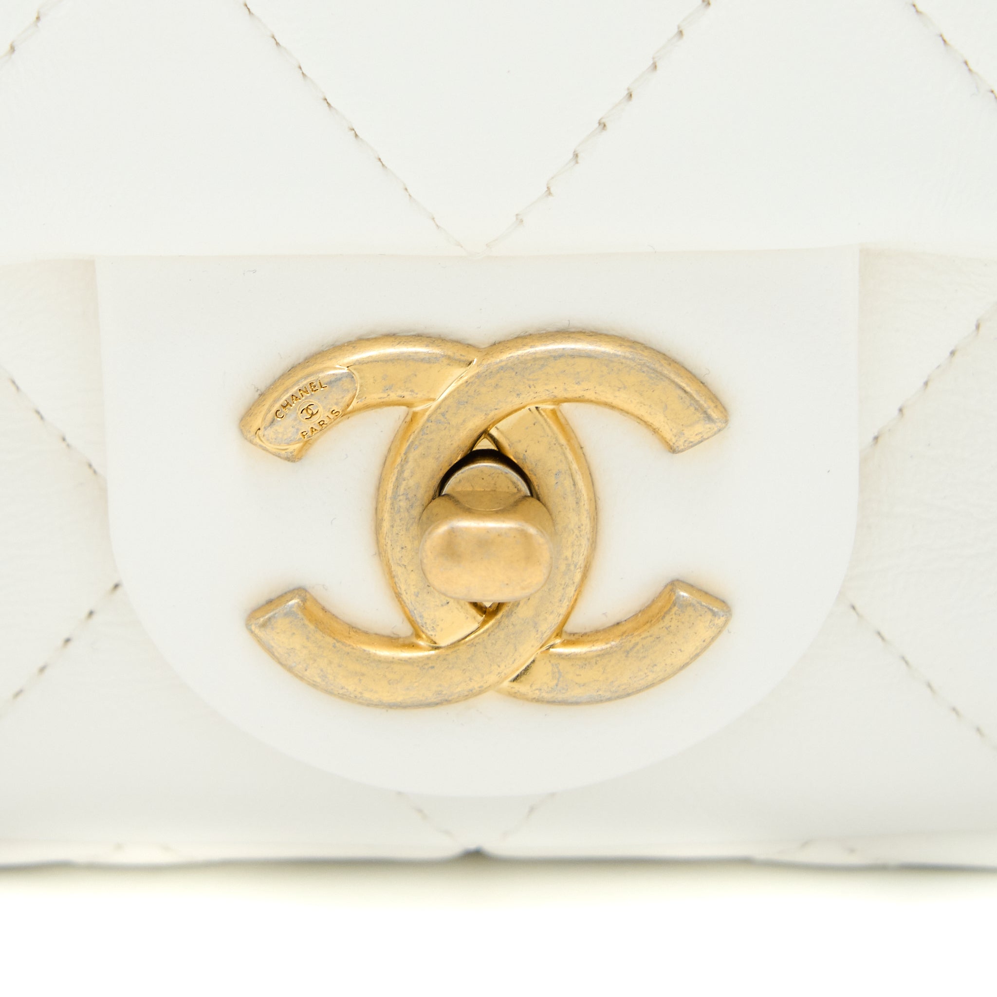 CHANEL 22S GIANT CHAIN FLAP SHOULDER BAG LAMBSKIN WHITE BRUSHED GHW (MICROCHIP)