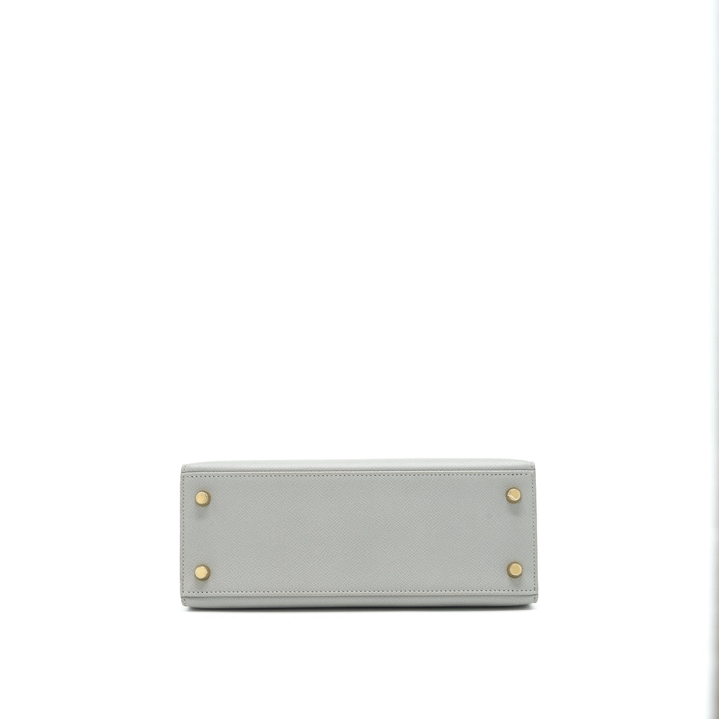 HERMES KELLY SELLIER 25 SPECIAL ORDER EPSOM GRIS MOTTE /ROSE PURPLE GHW