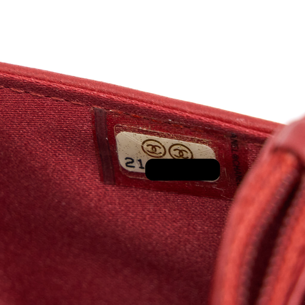 CHANEL CAMELLIA WALLET ON CHAIN LAMBSKIN RED SHW