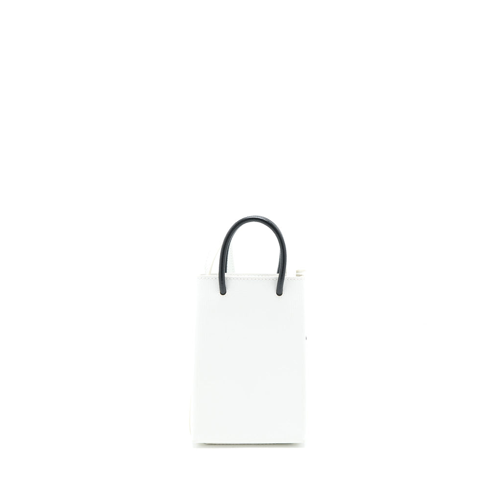 BALENCIAGA MINI SHOPPING PHONE POUCH CALFSKIN WHITE/MULTICOLOUR SHW