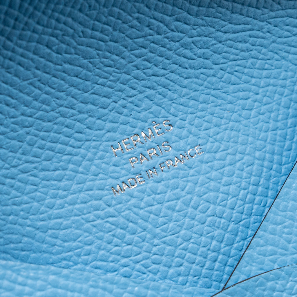HERMES CALVI CARDHOLDER EPSOM BLUE CELESTE SHW