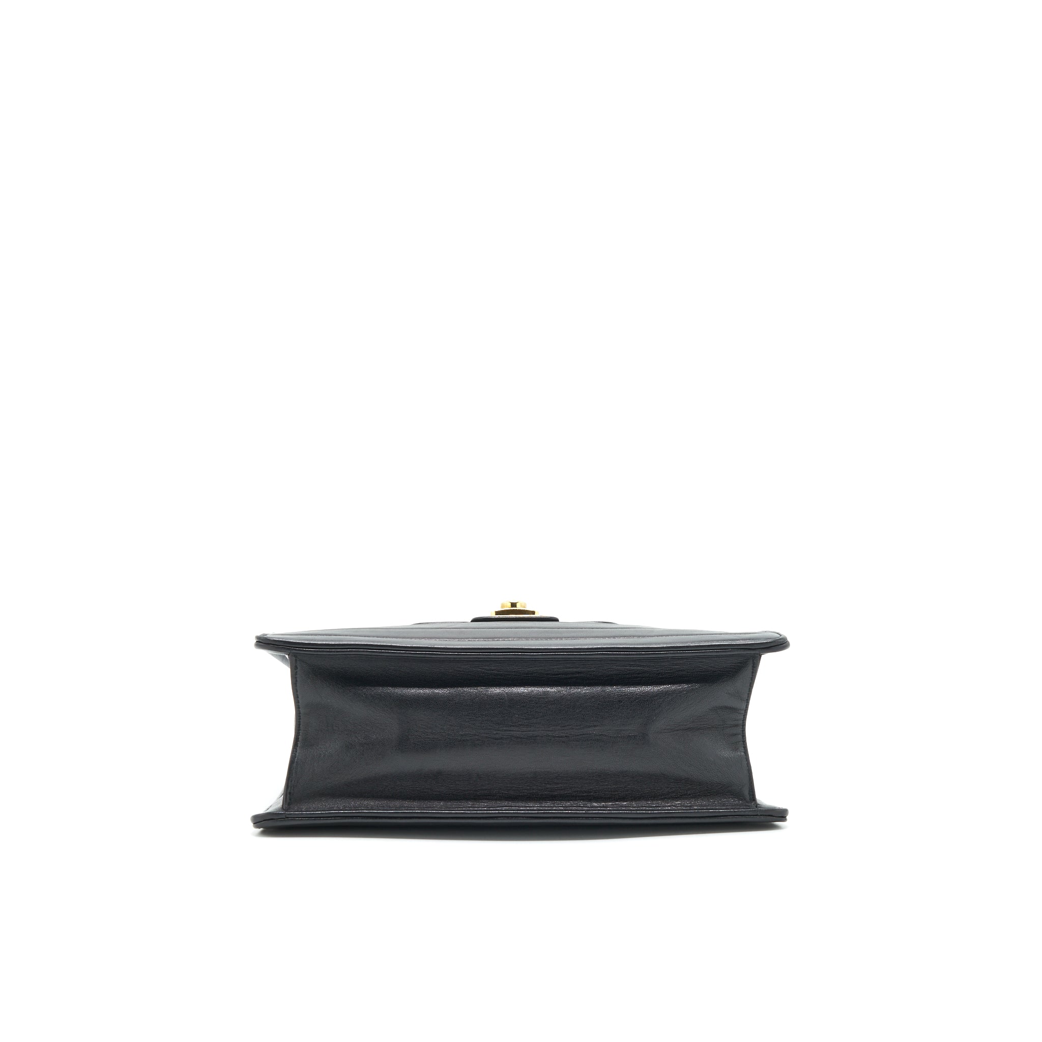 CHANEL VINTAGE KELLY FLAP BAG WITH LONG STRAP BLACK 24K GHW