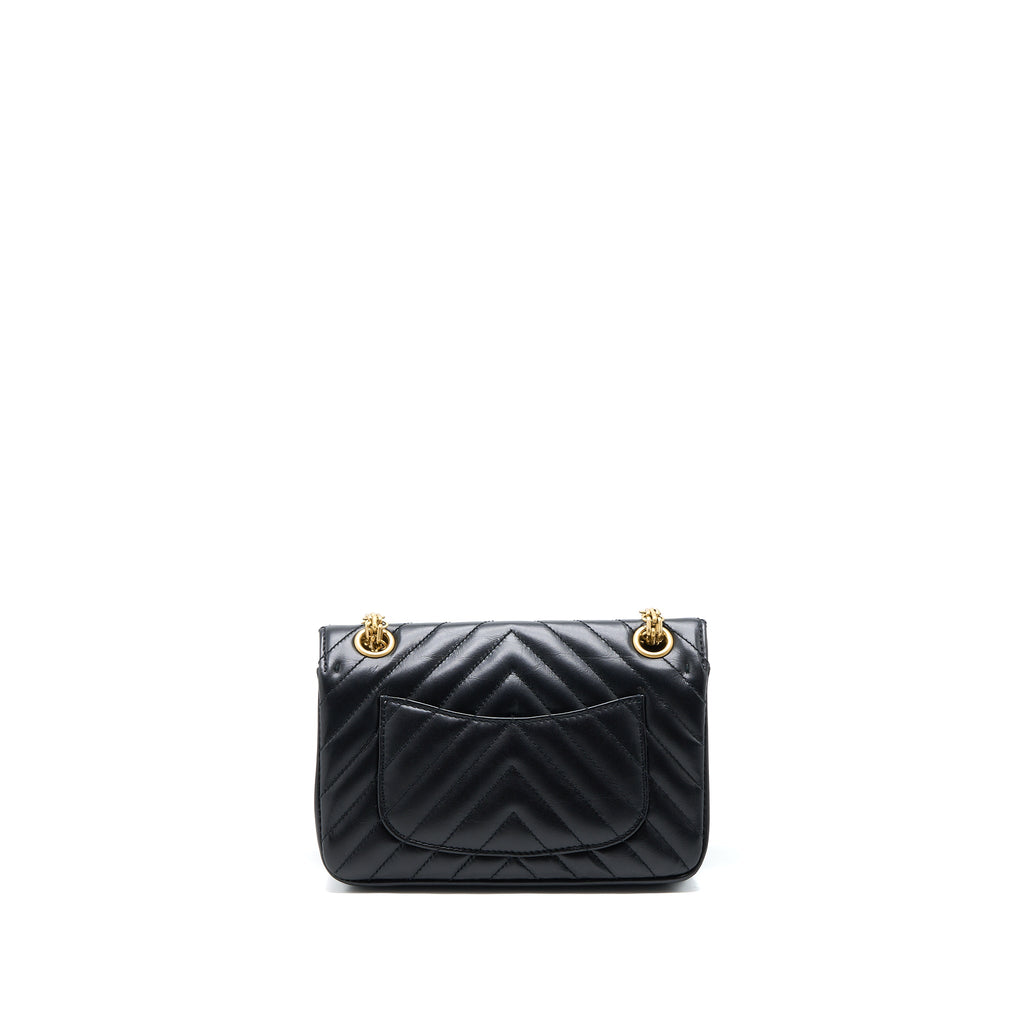 CHANEL 2.55 REISSUE MINI CHEVRON FLAP BAG AGED CALFSKIN  BLACK GHW