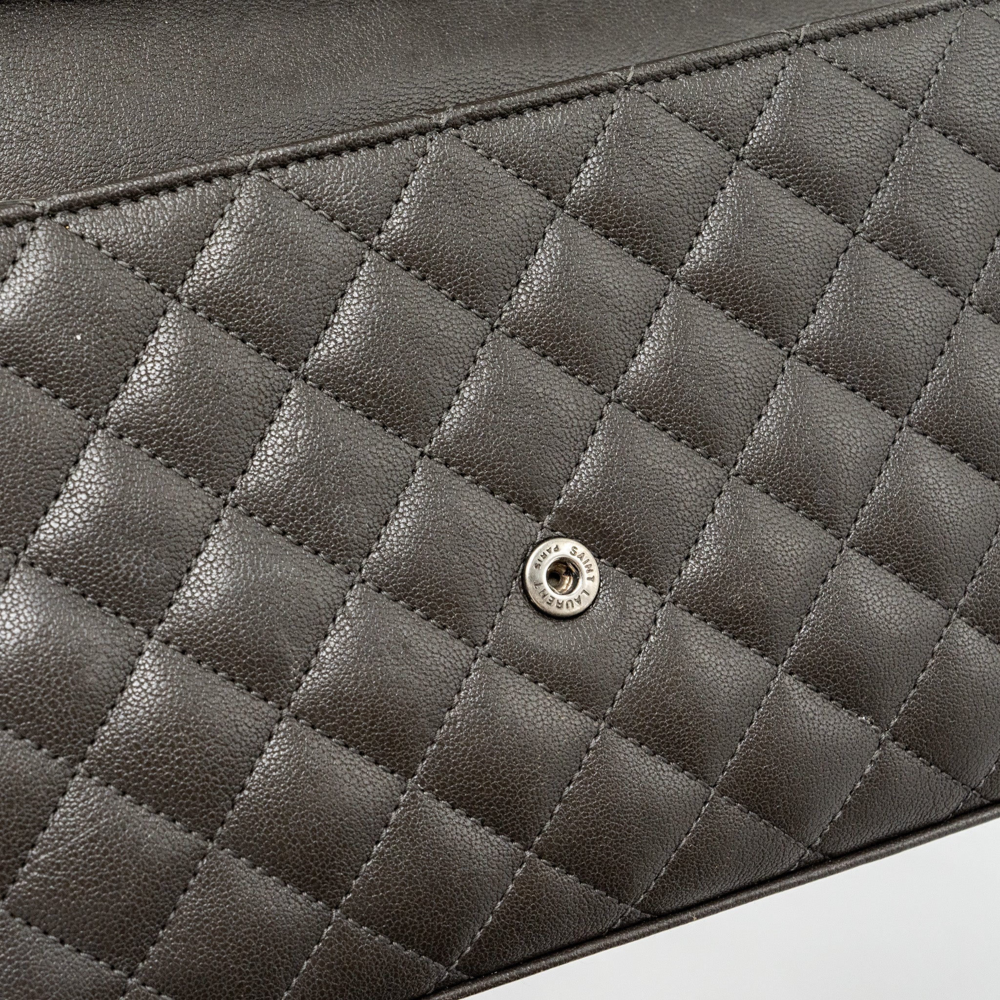 SAINT LAURENT/YSL ENVELOP CHAIN BAG CALFSKIN DARK GREY SHW