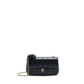 CHANEL CAMELLIA MINI FLAP SHOULDER BAG LAMBSKIN BLACK GHW