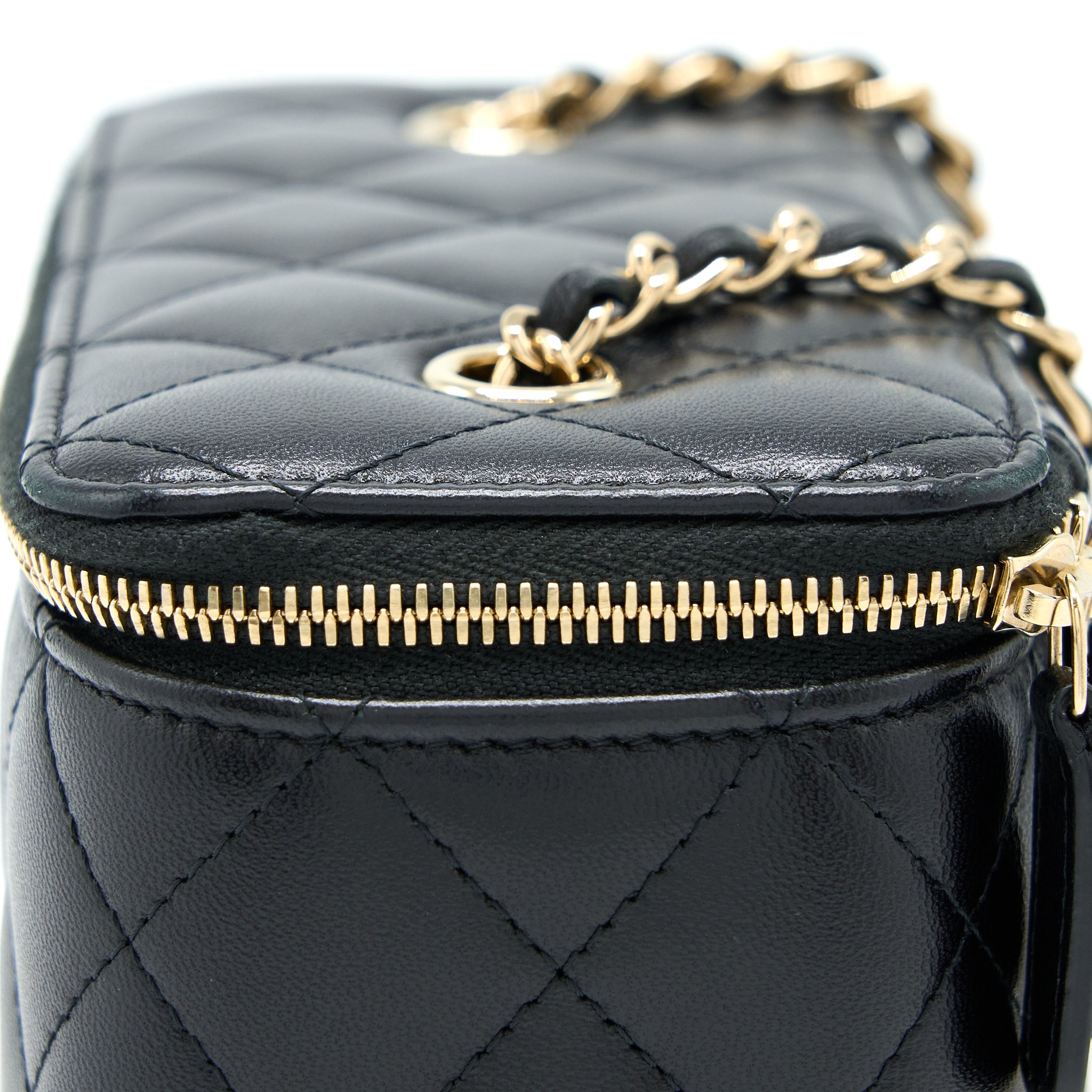 CHANEL LONG VANITY WITH CHAIN LAMBSKIN BLACK LGHW