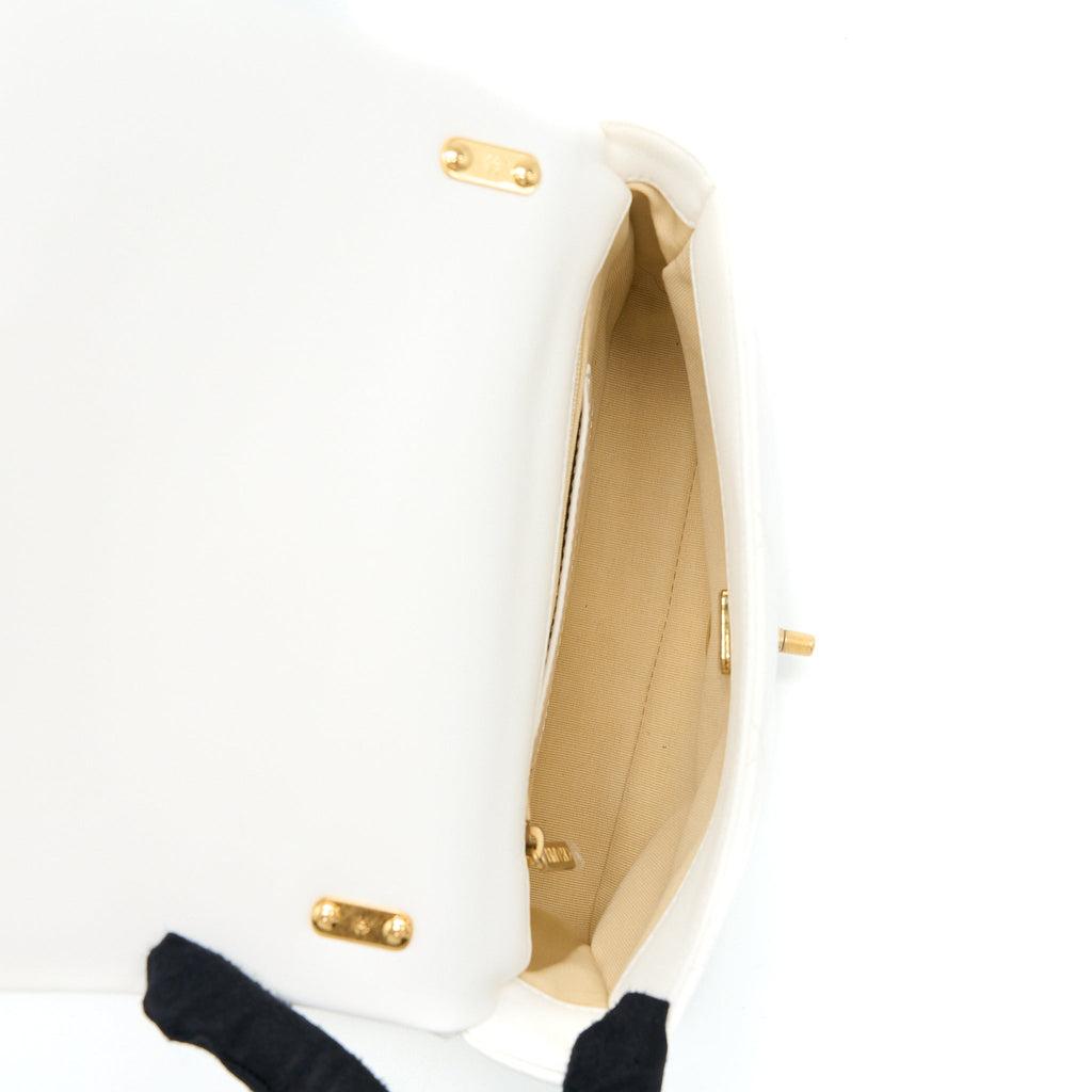 CHANEL 22S GIANT CHAIN FLAP SHOULDER BAG LAMBSKIN WHITE BRUSHED GHW (MICROCHIP)