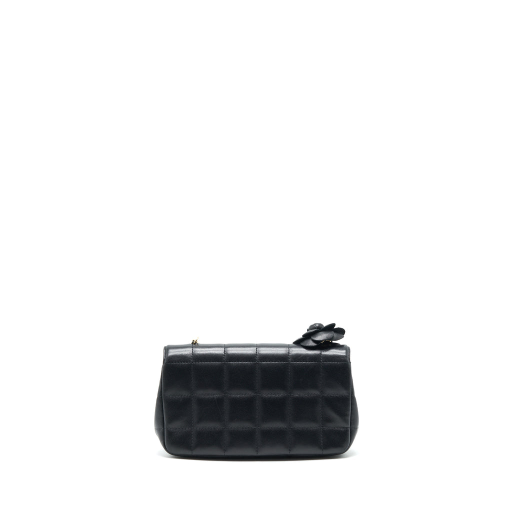 CHANEL CAMELLIA MINI FLAP SHOULDER BAG LAMBSKIN BLACK GHW