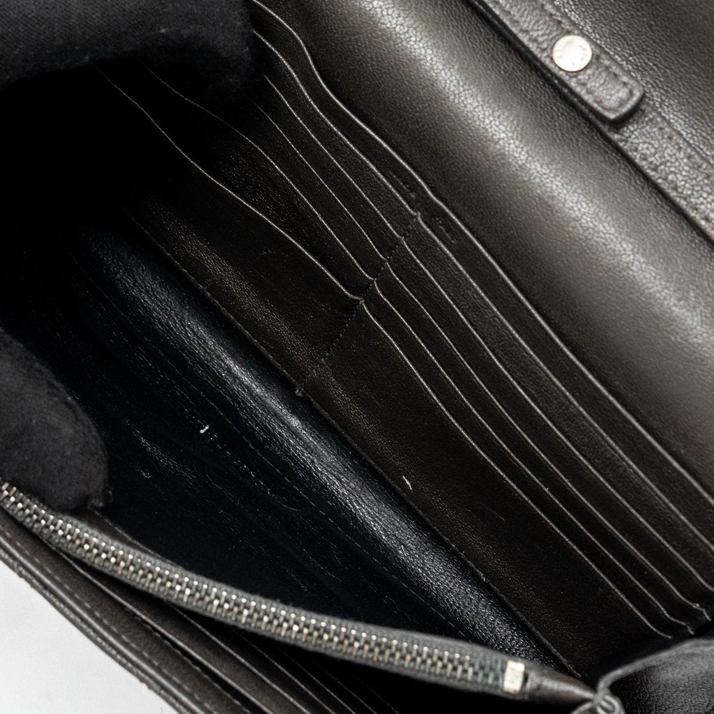 SAINT LAURENT/YSL ENVELOP CHAIN BAG CALFSKIN DARK GREY SHW
