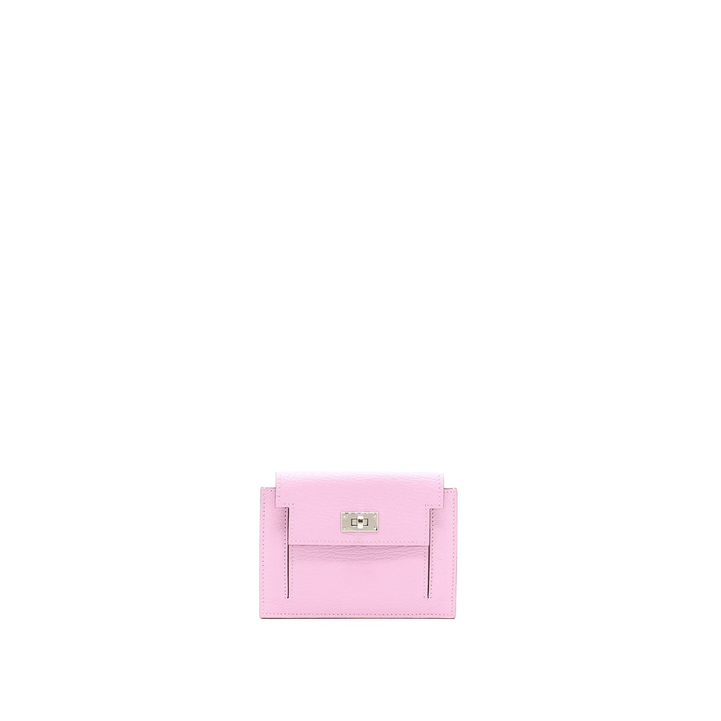 HERMES KELLY POCKET COMPACT CHEVRE MYSORE X9 MAUVE SYLVESTRE SHW