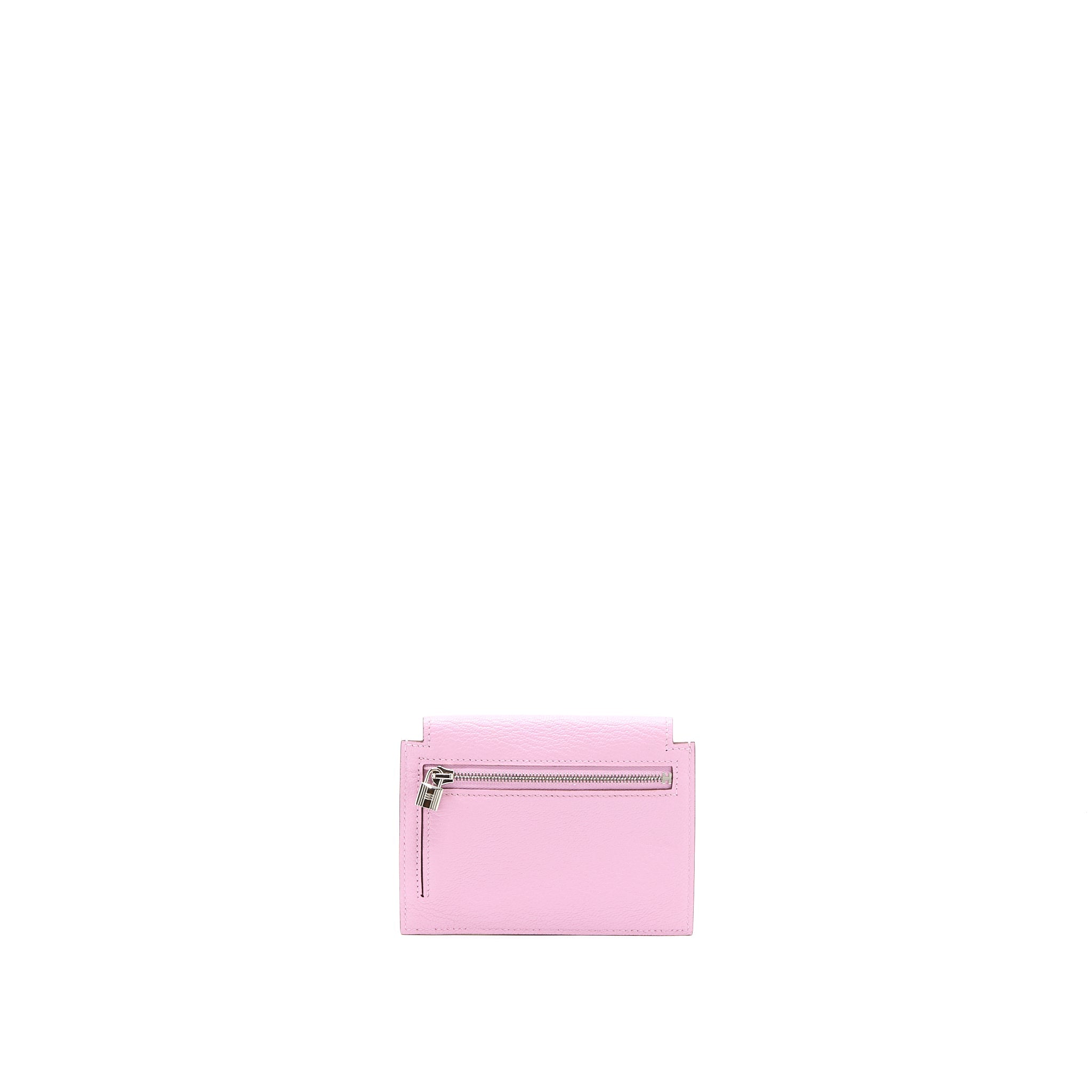 HERMES KELLY POCKET COMPACT CHEVRE MYSORE X9 MAUVE SYLVESTRE SHW
