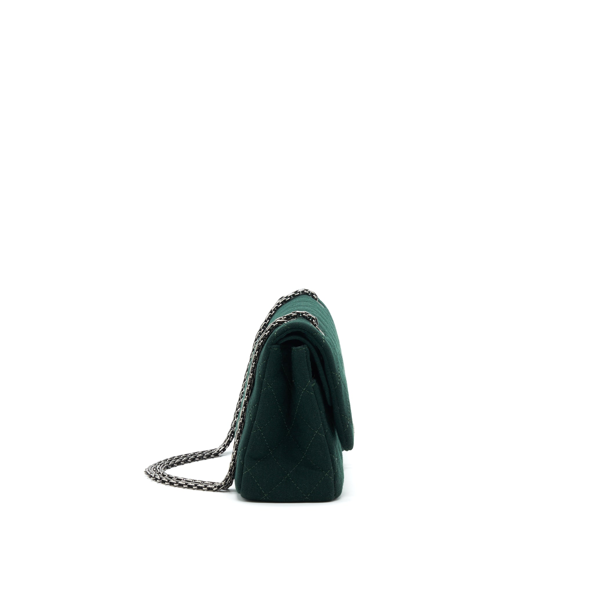 CHANEL REISSUE 2.55 226 FLAP BAG FABRIC DARK GREEN SHW