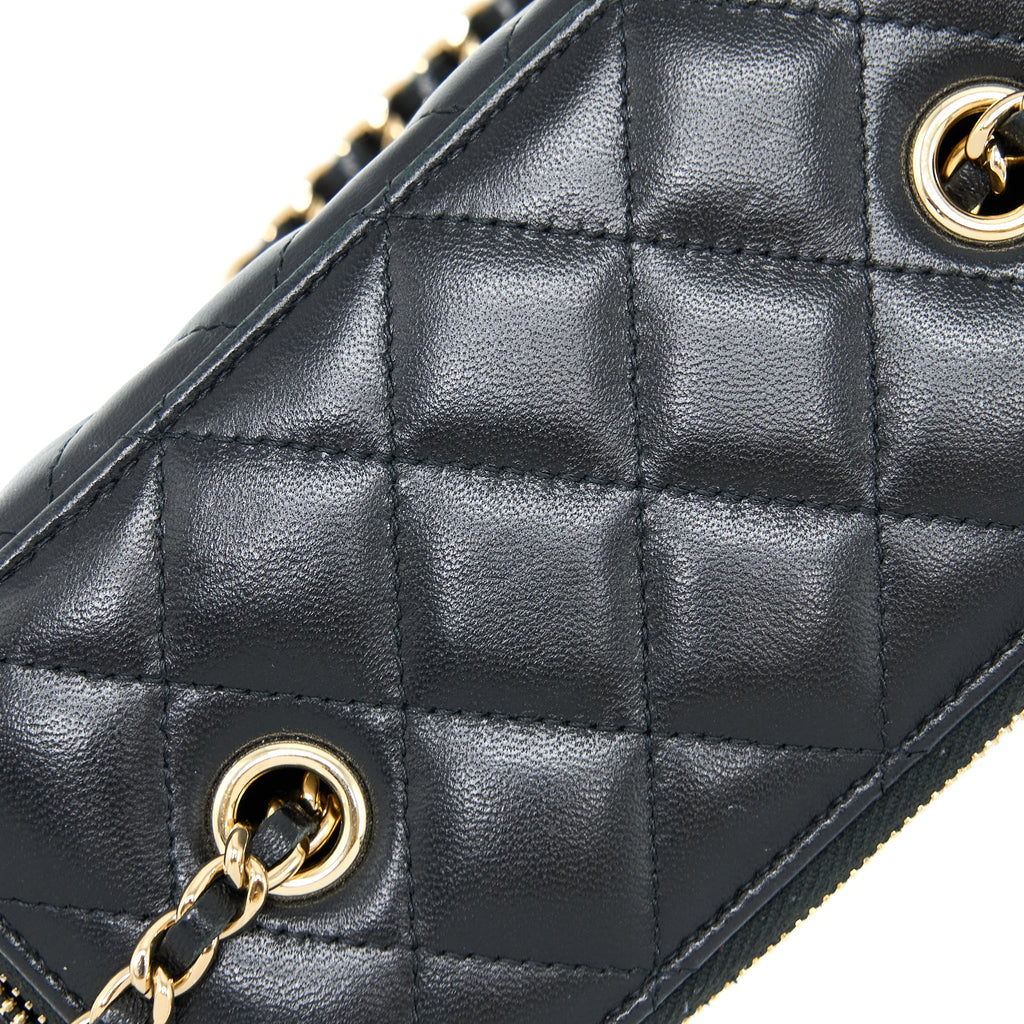 CHANEL LONG VANITY WITH CHAIN LAMBSKIN BLACK LGHW