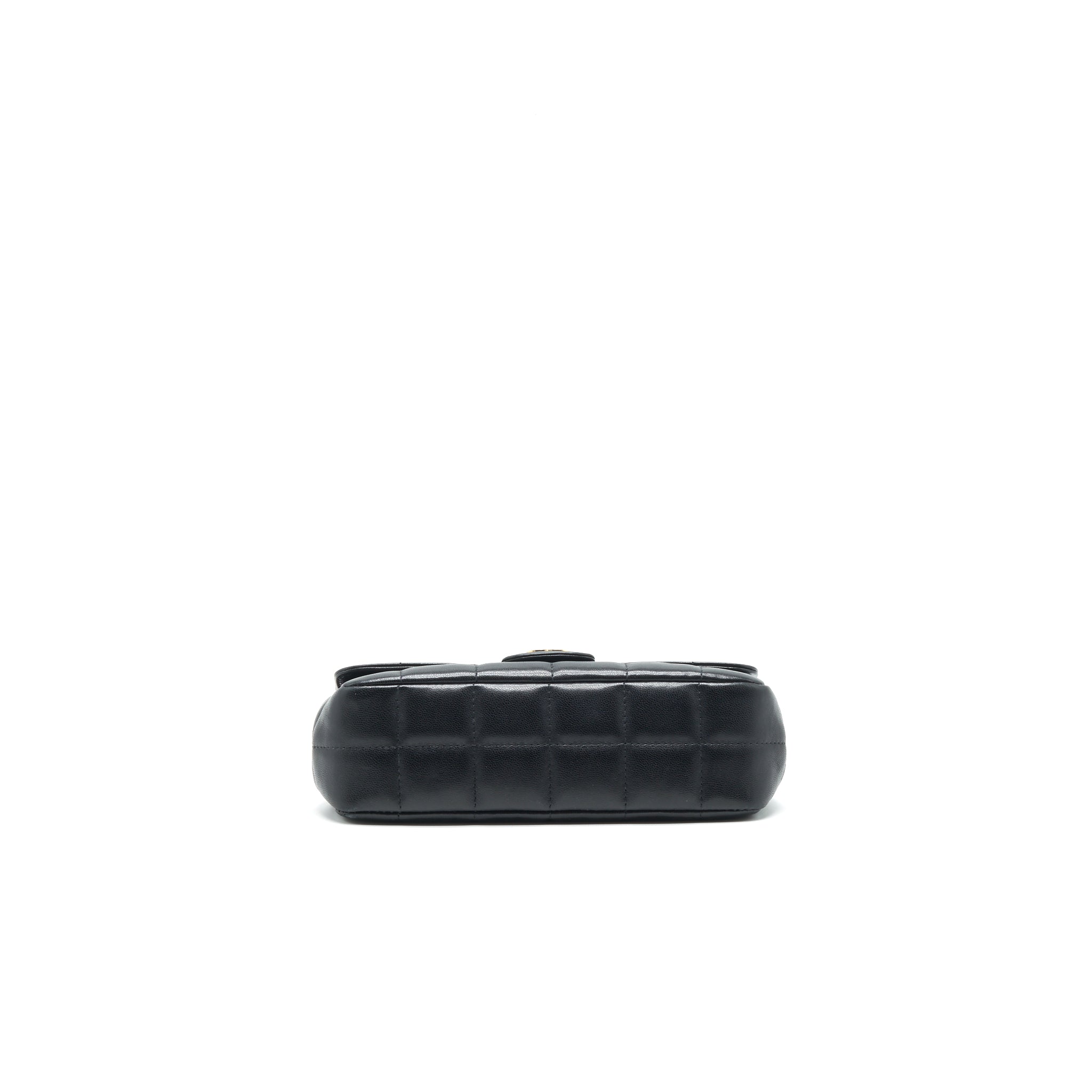 CHANEL CAMELLIA MINI FLAP SHOULDER BAG LAMBSKIN BLACK GHW