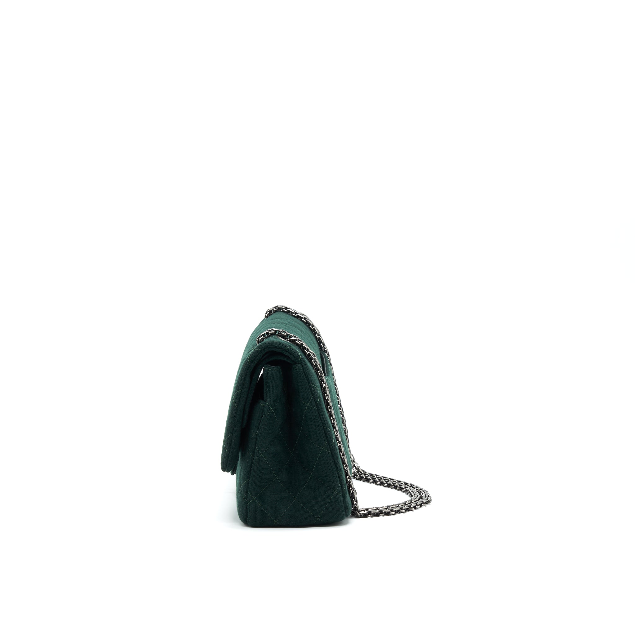 CHANEL REISSUE 2.55 226 FLAP BAG FABRIC DARK GREEN SHW