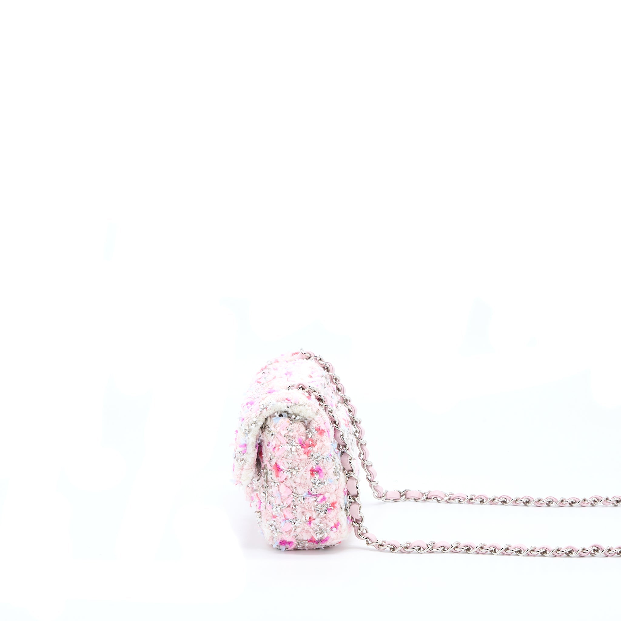CHANEL SEASONAL MINI RECTANGULAR FLAP BAG TWEED PINK/MULTICOLOUR SHW