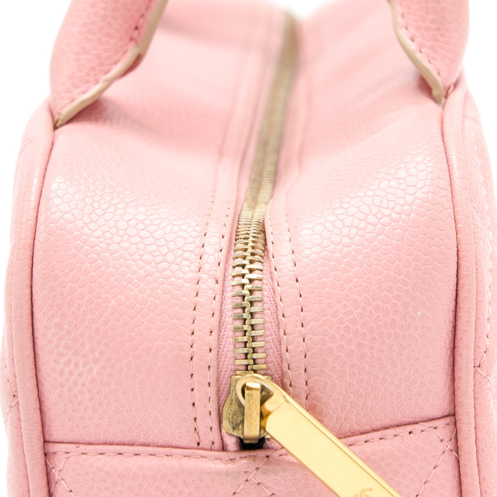 CHANEL VINTAGE BOWLING BAG CAVIAR LIGHT PINK LGHW