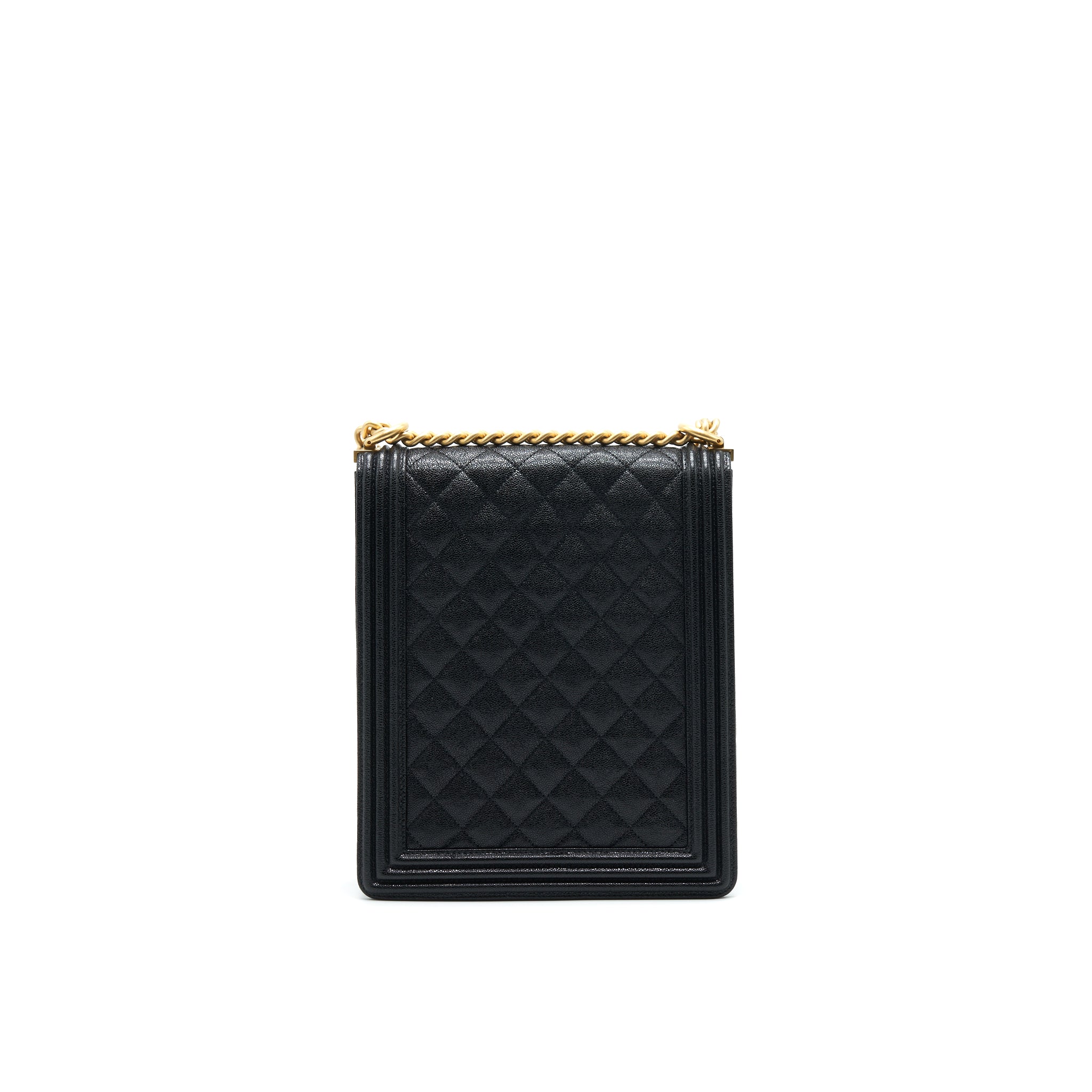 CHANEL VERTICAL BOY BAG CARVIAR LARGE BLACK GHW