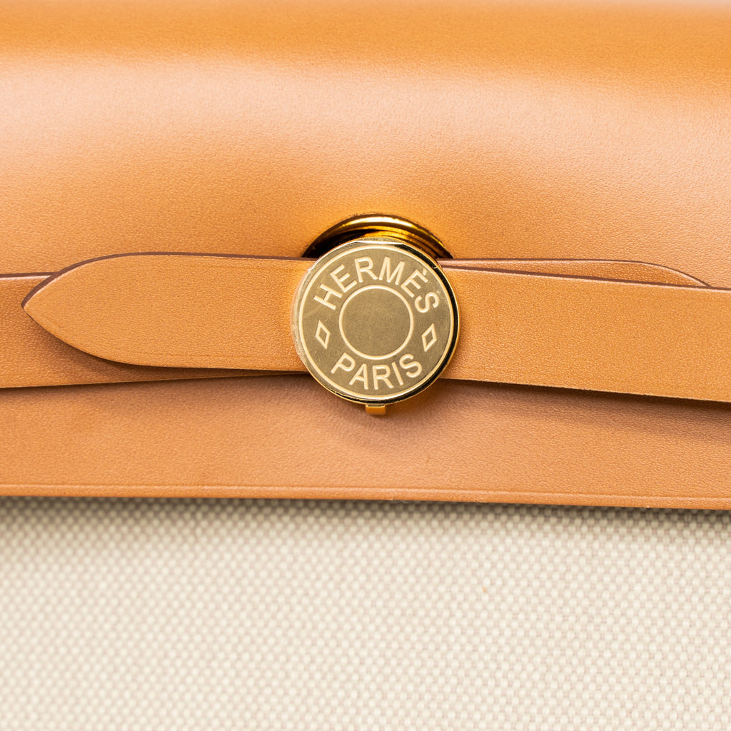 HERMES HERBAG 31 ZIP BAG TOILE MILITARIES/VACHE HUNTER BETON/NATURE GHW