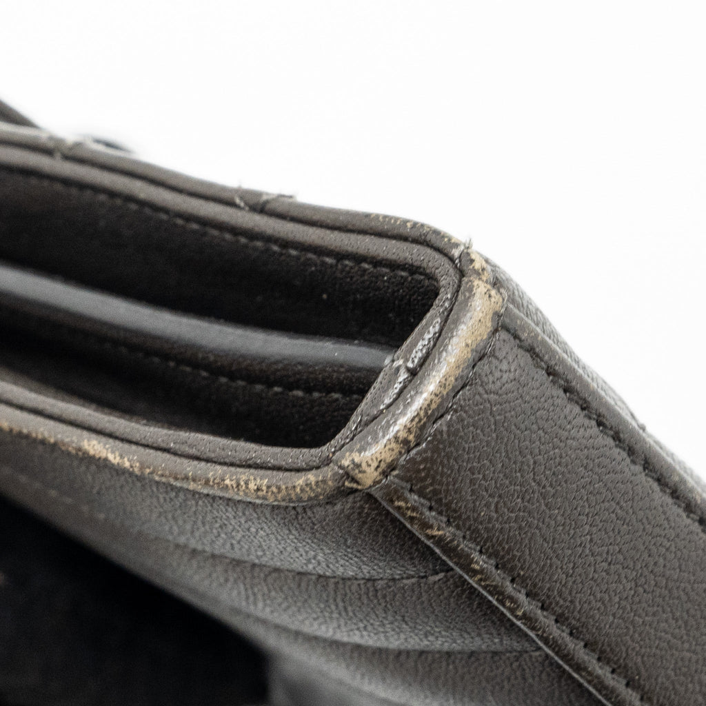 SAINT LAURENT/YSL ENVELOP CHAIN BAG CALFSKIN DARK GREY SHW
