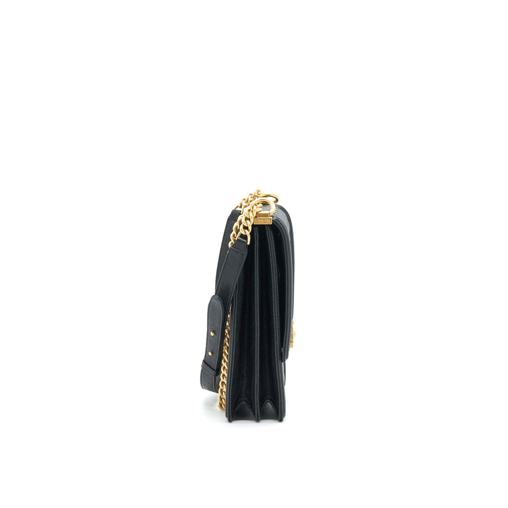 CHANEL VERTICAL BOY BAG CARVIAR LARGE BLACK GHW