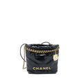 CHANEL MINI 22 BAG SHINY CALFSKIN BLACK GHW (MICROCHIP)