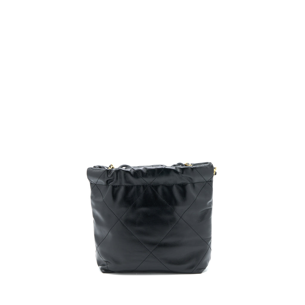CHANEL 23S MINI 22 BAG SHINY CALFSKIN BLACK BRUSHED GHW(MICROCHIP)