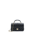 CHANEL TOP HANDLE MINI RECTANGULAR FLAP BAG LAMBSKIN BLACK LGHW (MICROCHIP)