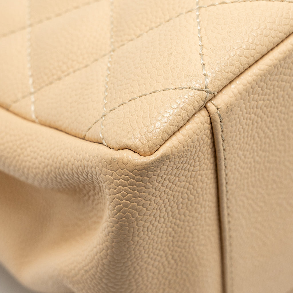CHANEL GRAND SHOPPING TOTE BAG CAVIAR BEIGE SHW