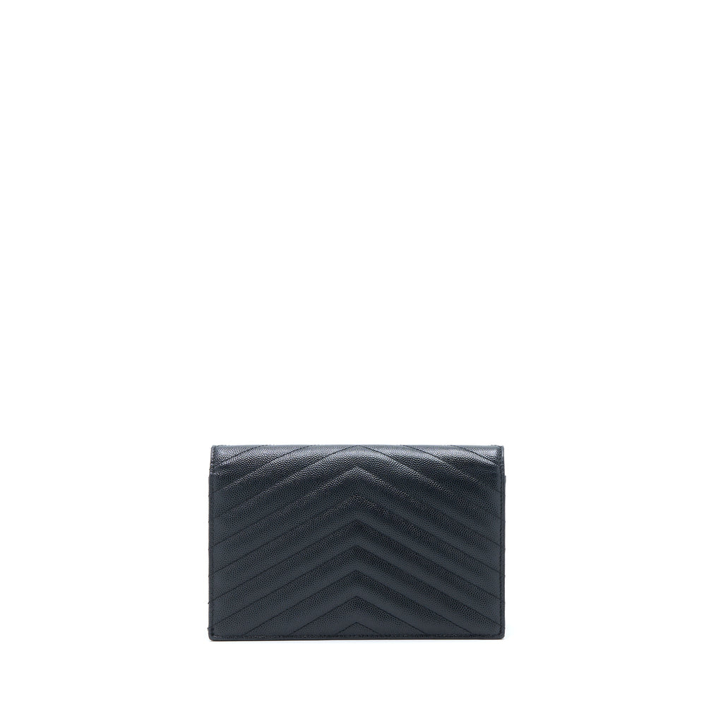 SAINT LAURENT/ YSL ENVELOPE WALLET ON CHAIN GRAIN CALFSKIN BLACK SHW
