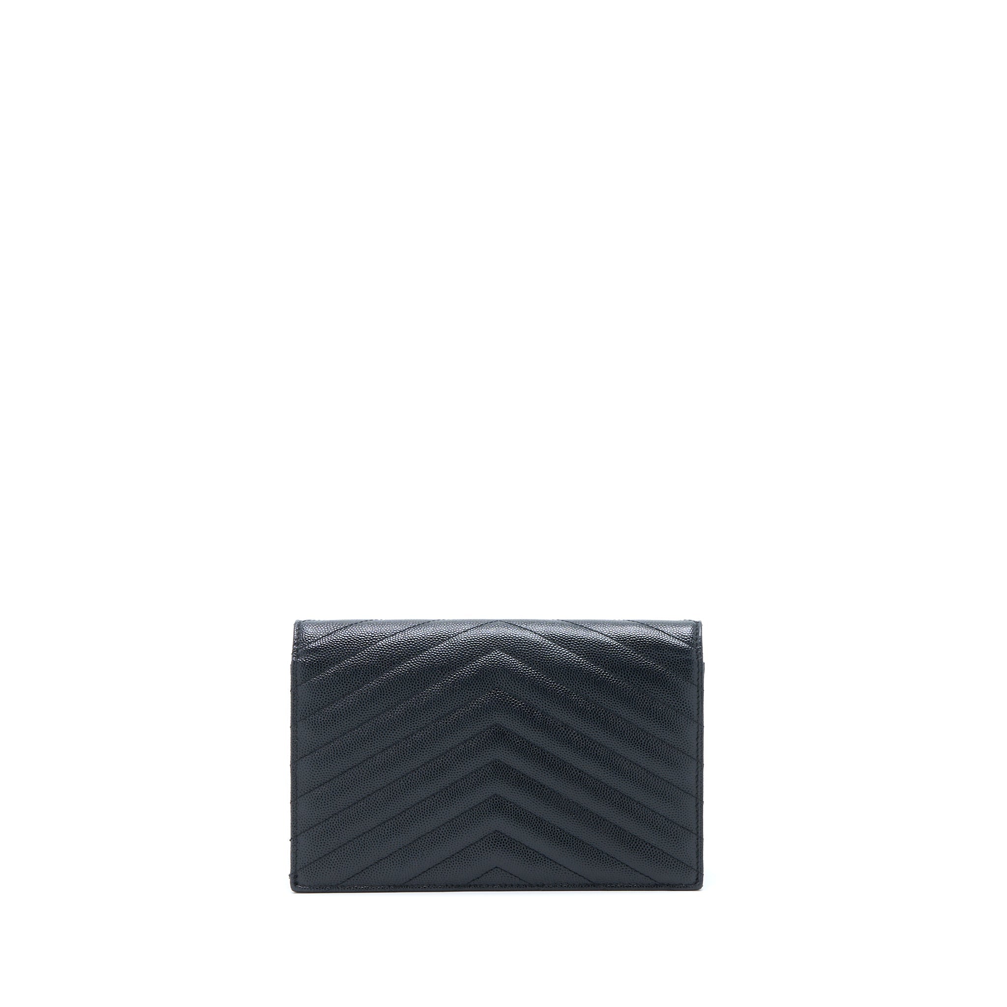 SAINT LAURENT/ YSL ENVELOPE WALLET ON CHAIN GRAIN CALFSKIN BLACK SHW