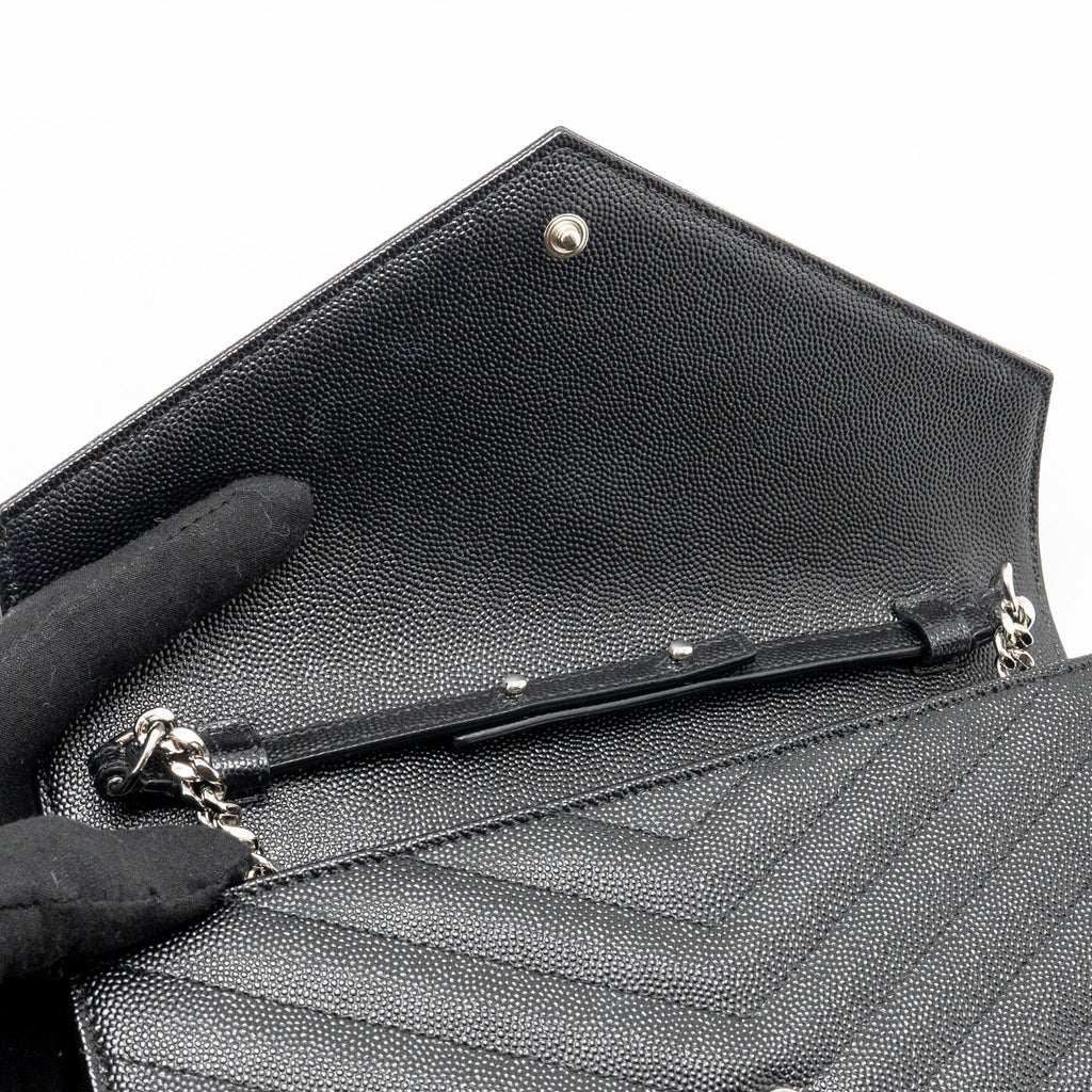 SAINT LAURENT/YSL ENVELOPE CHAIN WALLET CALFSKIN BLACK SHW