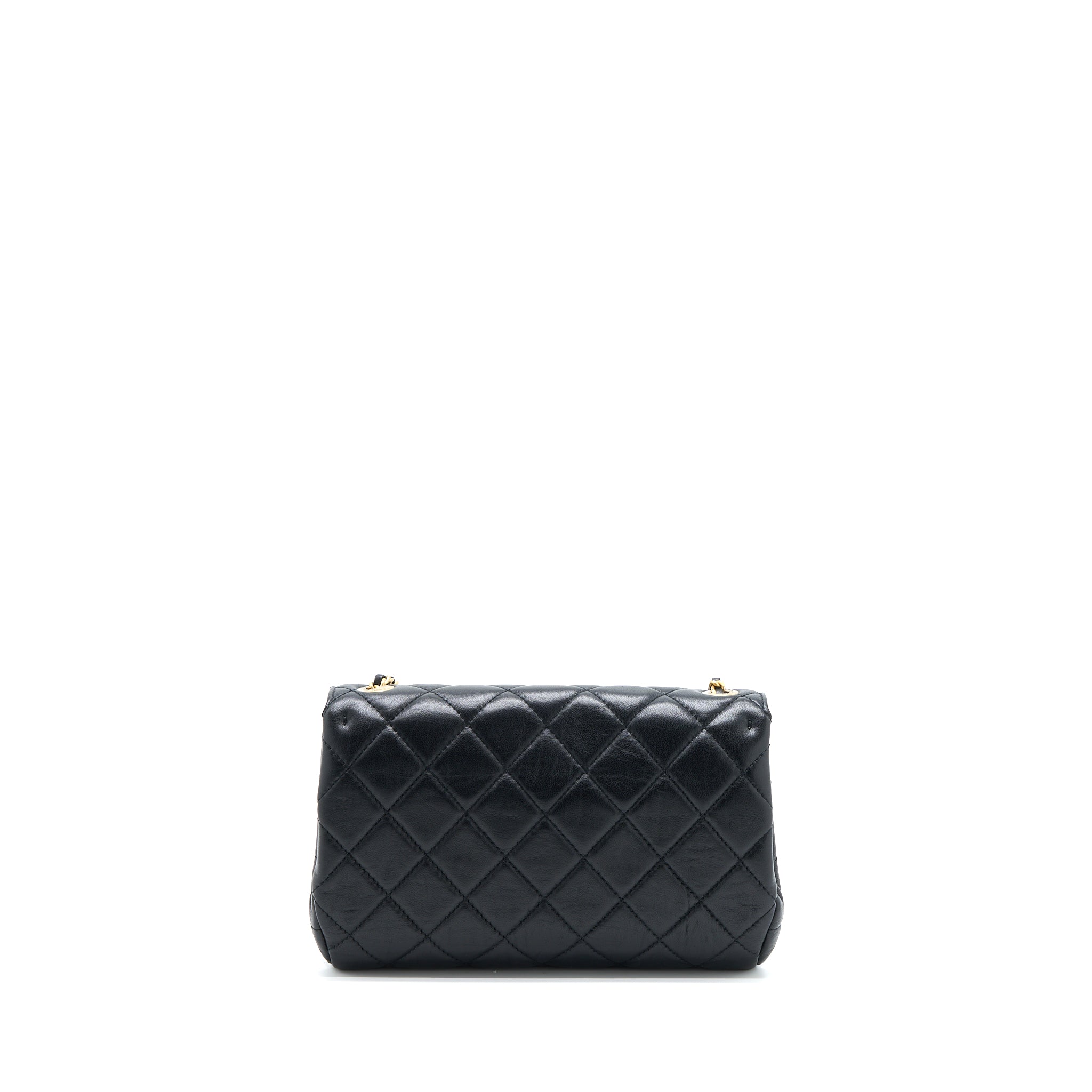 CHANEL CC LOGO FLAP BAG LAMBSKIN BLACK MULTICOLOUR HARDWARE (MICROCHIP)