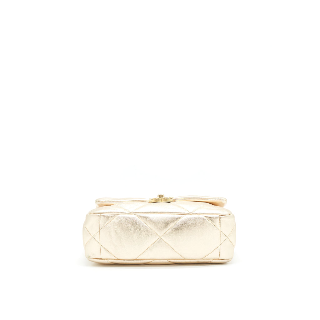 CHANEL SMALL 19 BAG GOLD COLOR WITH GOLD/ SILVER HARDWARE