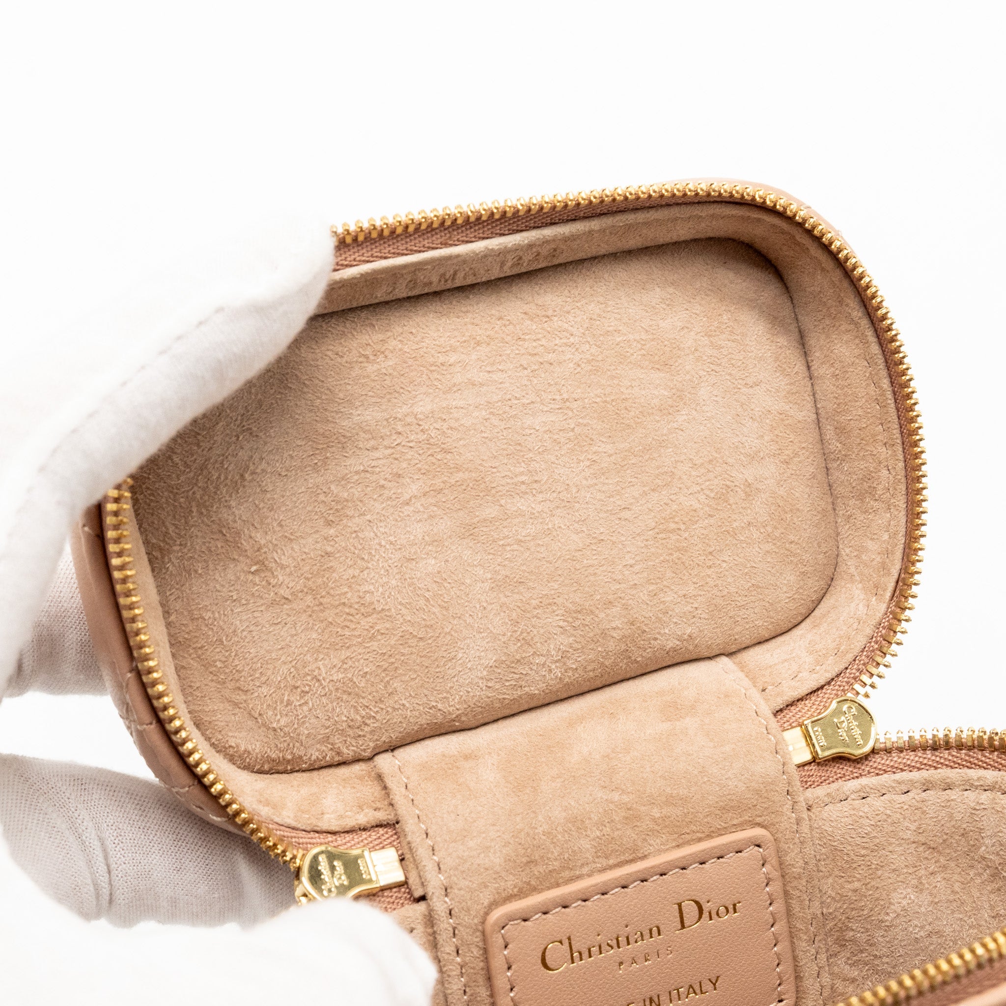 DIOR MICRO LADY DIOR VANITY CASE CANNAGE LAMBSKIN ROSE DES VENTS PINK LGHW