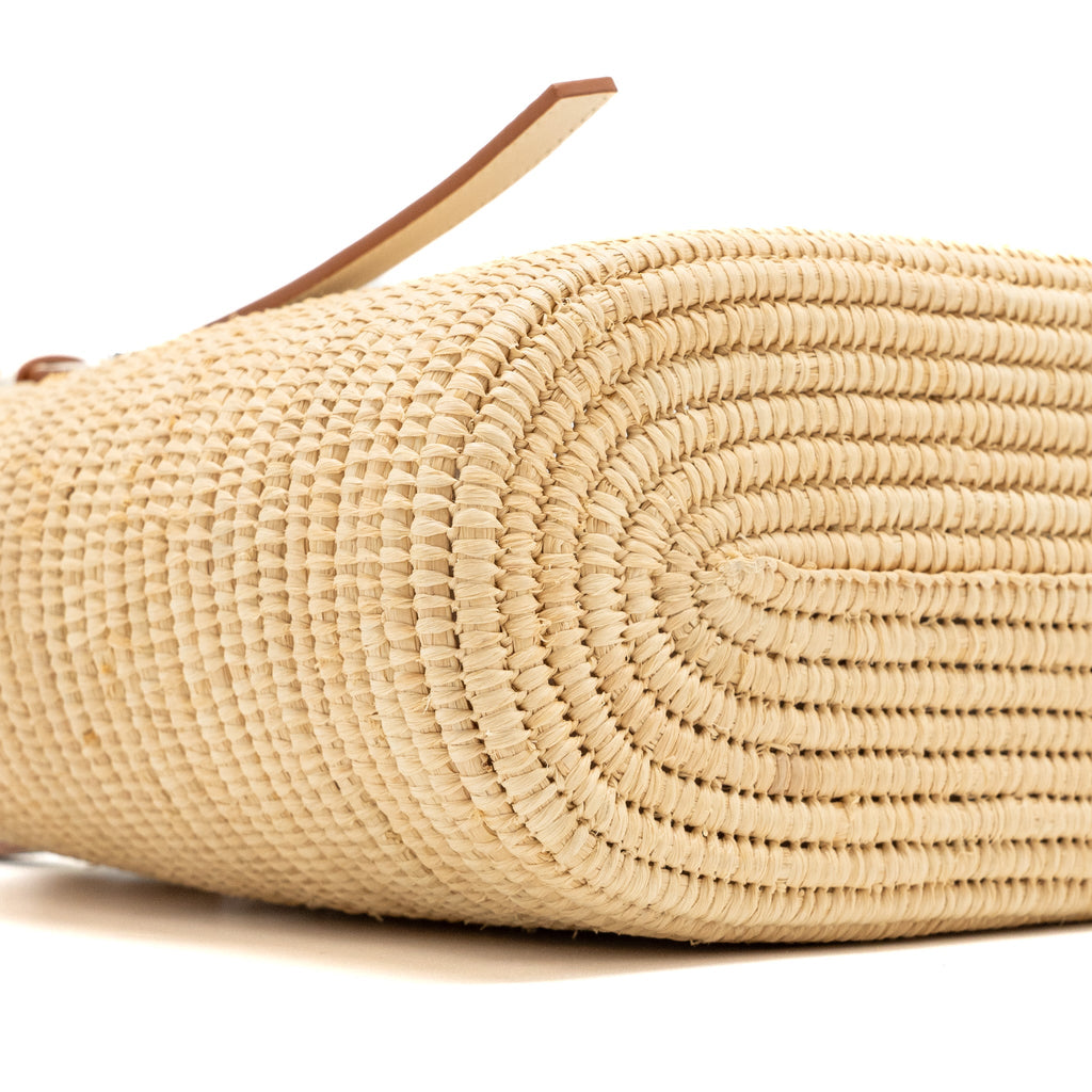 LOEWE SMALL SQUARE BASKET BAG RAFFIA/ CALFSKIN WHITE SHW