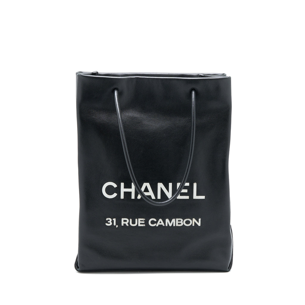CHANEL VINTAGE CAMBON TOTE BAG CALFSKIN BLACK SHW